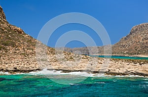 Balos bay. Crete in Greece.Magical turquoise waters, lagoons, beaches of pure white sand.