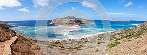 Balos bay and Gramvousa island panorama, Crete, Greece