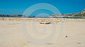 Balos beach, Greece Crete, view from the beach. Yellow sand and