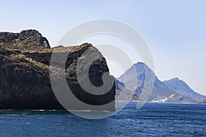 Balos beach landscape view from the sea