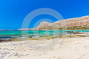 Balos beach. View from Gramvousa Island, Crete in Greece