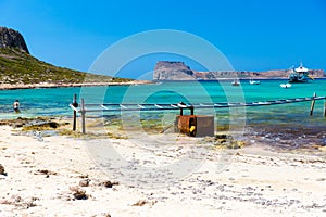 Balos beach. View from Gramvousa Island, Crete in Greece.Magical turquoise waters, lagoons, beaches