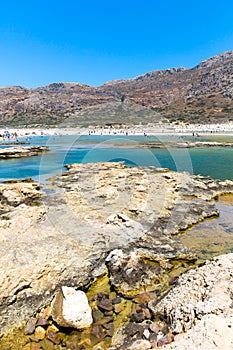 Balos beach. View from Gramvousa Island, Crete in Greece.Magical turquoise waters, lagoons, beaches