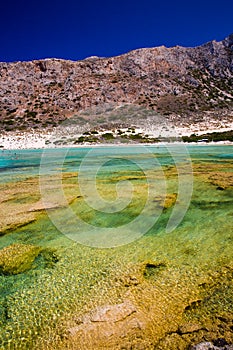 Balos beach. View from Gramvousa Island, Crete in Greece.Magical turquoise waters, lagoons, beaches of pure white sand.