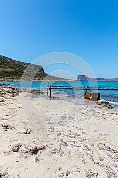 Balos beach. View from Gramvousa Island, Crete in Greece.Magical turquoise waters, lagoons, beaches of pure white sand.