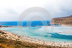 Balos Island in Crete, Greece. landscape of mediterranean sea with diferent shades of turquoise photo