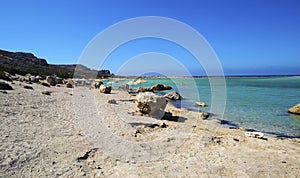 Balos Lagoon. Coast of Crete island in Greece