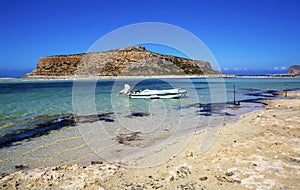 Balos Lagoon. Coast of Crete island in Greece