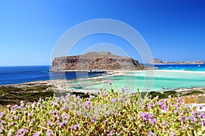 Balos Lagoon and Gramvousa island in Crete,Greece photo