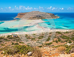 Balos lagoon waterfront. Crete, Greece