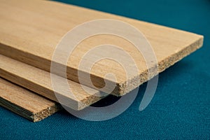 Balsa wood. lightweight 3 peace of balsa wood textures on grren background