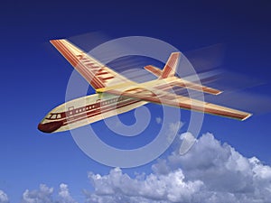 Balsa Wood Model Aircraft in Flight photo
