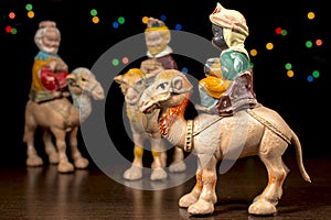 Balthazar in front of others Magi. Nativity scene. Christmas traditions. photo