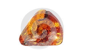 Baltic amber closeup on white background