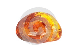 Baltic amber closeup on white background