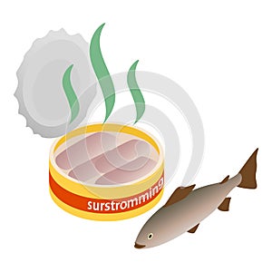Baltic herring icon, isometric style