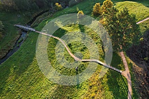 Baltic mound with beautiful colors of autumn photographed with a drone on sunny day.