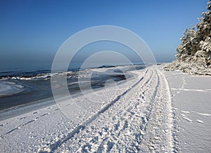The Baltic Sea coast in snowy winter