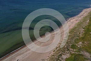 Baltic sea coastline in summer end, Lithuania, aerial