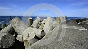 Baltic Sea in Poland, Ustka with wavebreakers