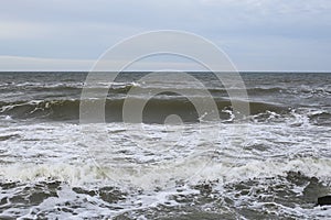 Baltic sea seascape view of shoreline and small waves