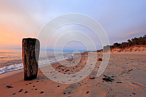 Baltic Sea shore line and beach in Rowy, Poland