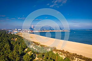 Baltic Sea and the Stogi beach in autumnal colors, Gdansk. Poland