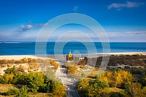 Baltic Sea and the Stogi beach in autumnal colors, Gdansk. Poland