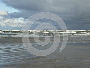 Baltic Sea in the storm with grey color gamut