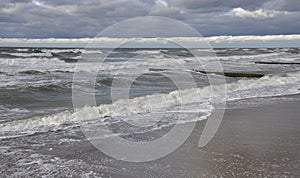 Baltic Sea during a storm. Landscape, nature, beauty, element, bad weather