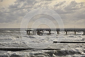 Baltic Sea during a storm. Landscape, nature, beauty, element, bad weather, autumn