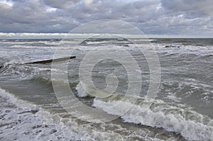 Baltic Sea during a storm. Landscape, nature, beauty, element, bad weather, autumn