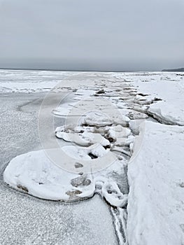 Baltic Sea winter coast beach Daugavgriva pier Latvia