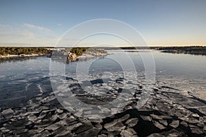 Baltic Sea. Winter seascape with islands.