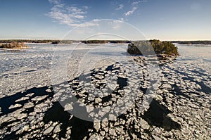 Baltic Sea. Winter seascape with islands.