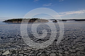 Baltic Sea. Winter seascape with islands.