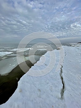Baltic Sea winter snow ice coast beach Carnikava Latvia