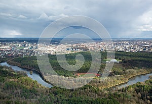 Baltic states.Panoramic view of Vilnius, Lithuania in the spring. Beautiful Vilnius in evening light. Nice panoramic cityscape