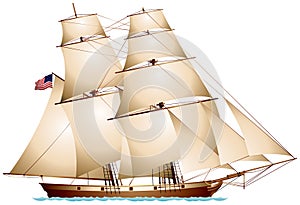 Baltimore Clipper American Flag Sailboat