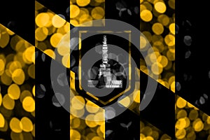 Baltimore, Maryland abstract blurry bokeh flag. Christmas, New Year and National day concept flag. United States of America