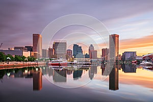 Baltimore, Maryland, USA skyline on the Inner Harbor