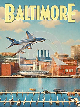 Baltimore Maryland Vintage Travel Poster Postcard photo