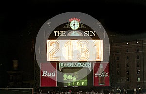 Baltimore Orioles Scoreboard reflects 2131