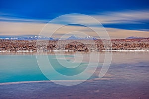 Baltinache lagoon and Licancabur volcano long exposure