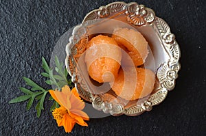 Balushahi is an Indian dessert. Flaky textured made from all purpose flour, clarified butter and sugar.