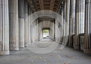 Balustrade line of marble columns with center endpoint