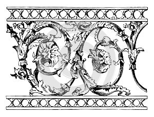 Balustrade, moulded,  vintage engraving