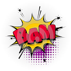 Bam boom bang comic book text pop art