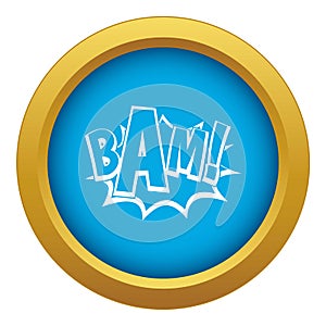 BAM, comic book bubble icon blue vector isolated
