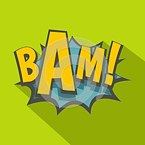 BAM, comic book explosion icon, flat style